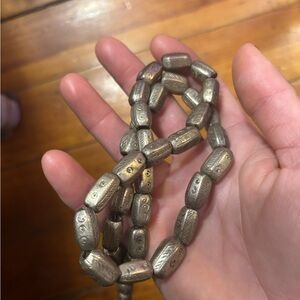 Ethiopian 1900-1920 African trade beads silver nickel strand